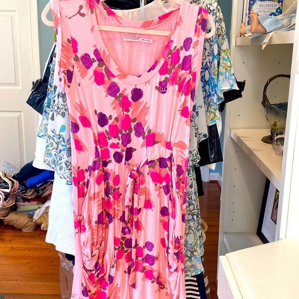 Juicy Couture Pink Purple Floral Tie Waist Dress Y2K XS